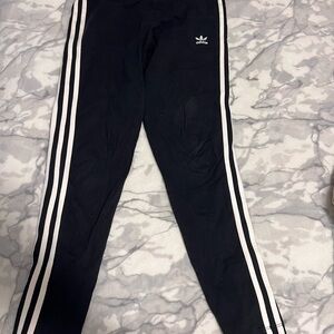 Adidas Black Track Pants with White Stripes